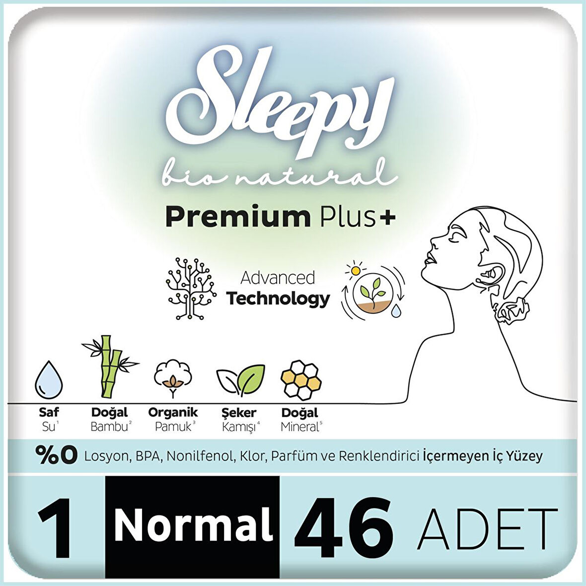 Sleepy Bio Natural Premium Plus Hijyenik Ped Mega Paket Normal 46x2 92 Adet