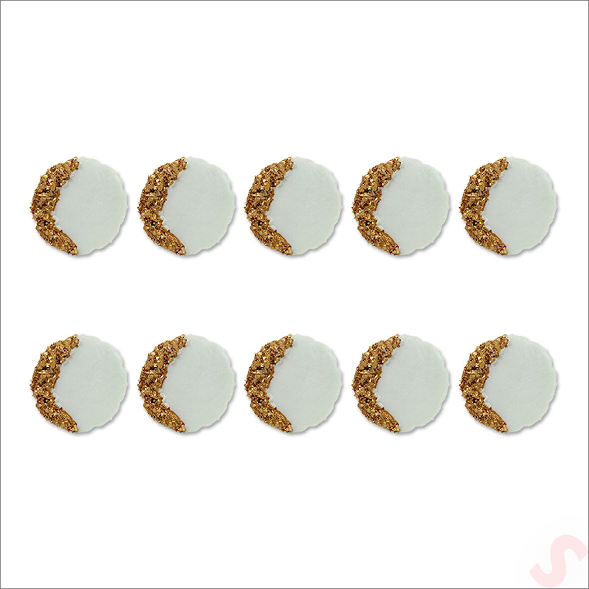 Epoksi Taşlı 6,50 cm Magnet, Altın - 10 Adet