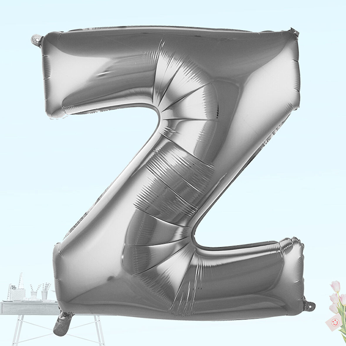 Z Harf Folyo Balon, 100 cm - Gümüş