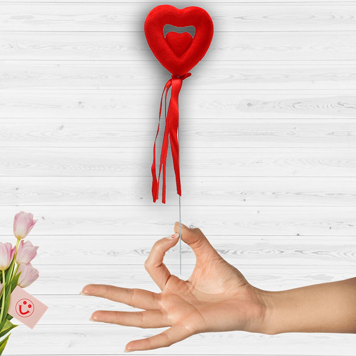 Kalp Çubuk İç İçe Kalp, 21 cm x 4,5 cm - 1 Adet