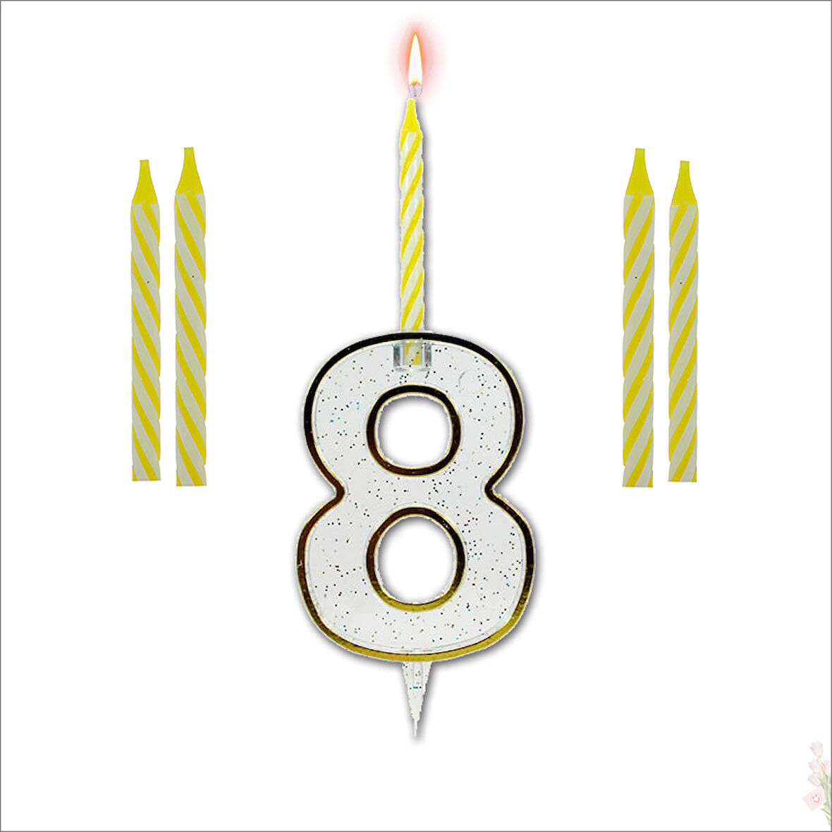 8 Rakam Şeffaf Mumluk ve 4 adet MuM