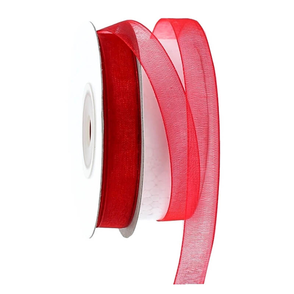 Organze Kurdele, 1,00 cm x 23 mt -  6 Renk Seçenekli - KIRMIZI