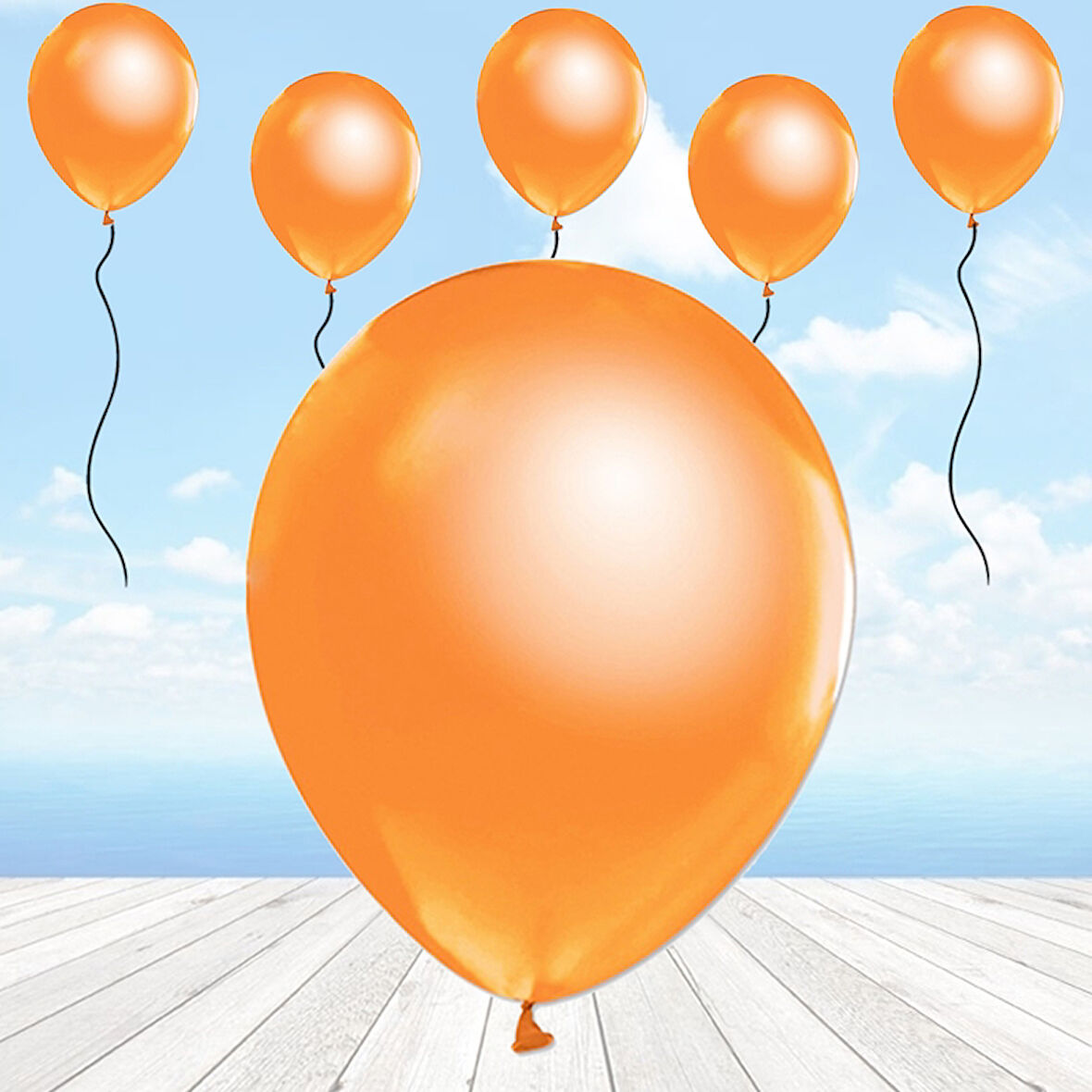 Metalik Parlak Balon, 10 Adet - Turuncu