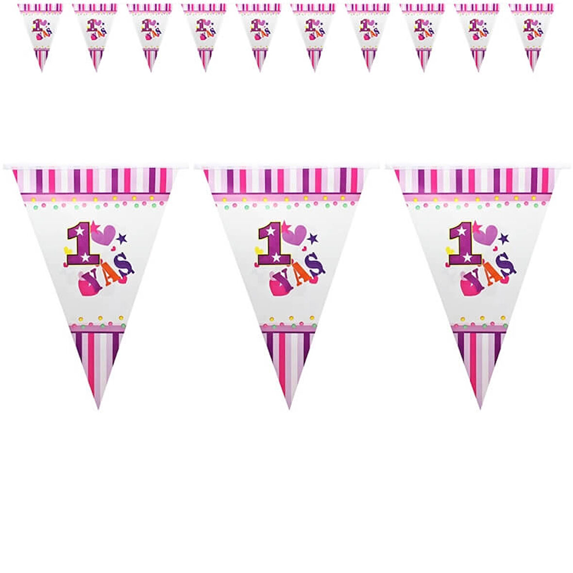 1 Yaş Bayrak Flama, 2,10 mt, Pembe