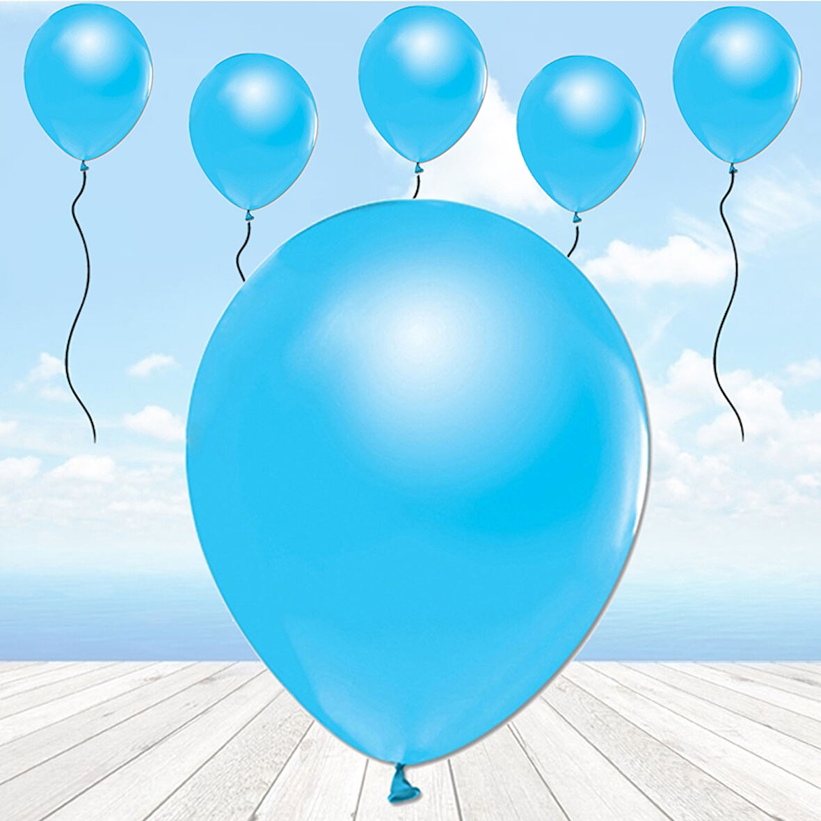 Metalik Parlak Balon, 10 Adet - Mavi