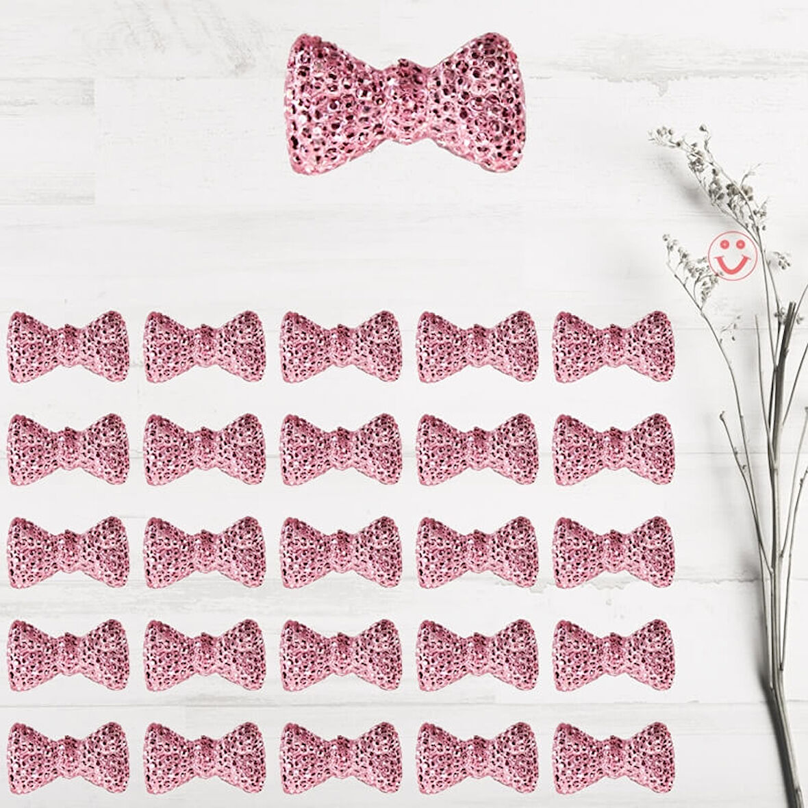 Polyester Papyon Fiyonk, 2,0 x 1,0 cm - 25 Adet - PEMBE