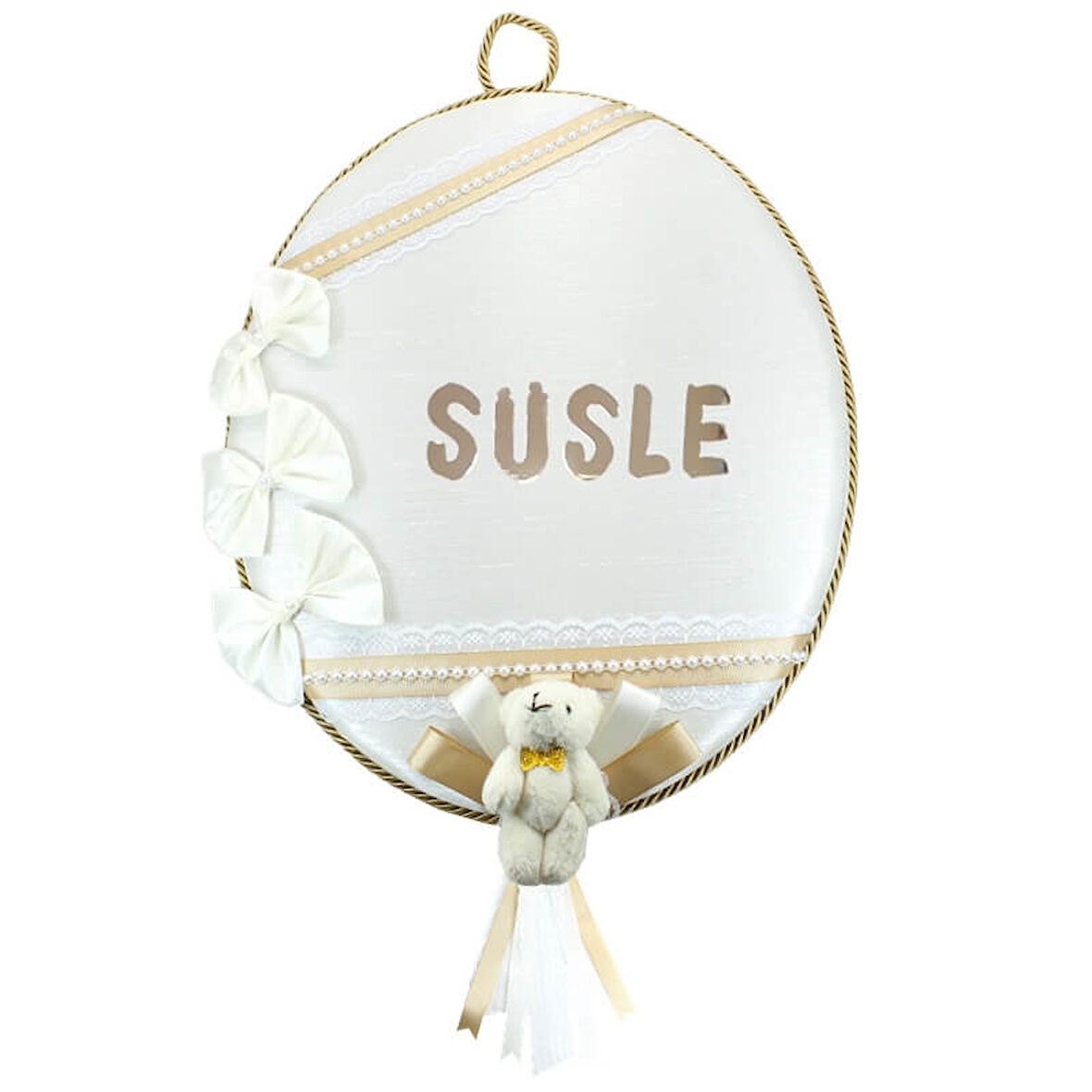 İpek Kumaş, Ayıcıklı ve İsimli Oval Kapı Süsü