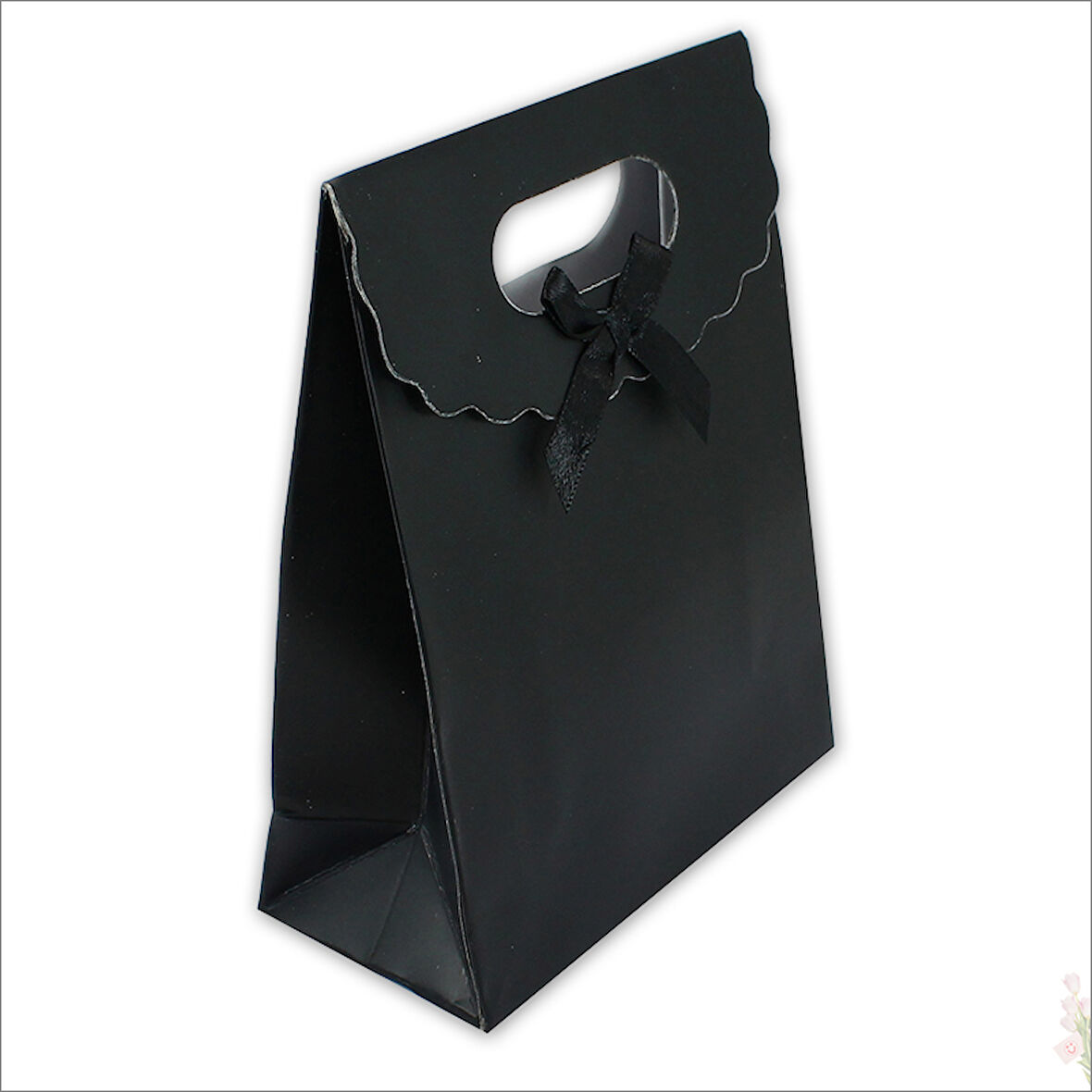 El Geçmeli Karton Çanta 38 x 27 x 15 cm, Siyah - 1 Adet