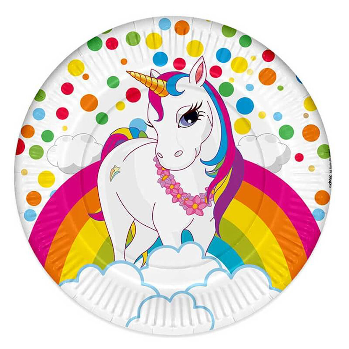 Unicorn Rainbow Kağıt Tabak, 23 cm - 8 Adet
