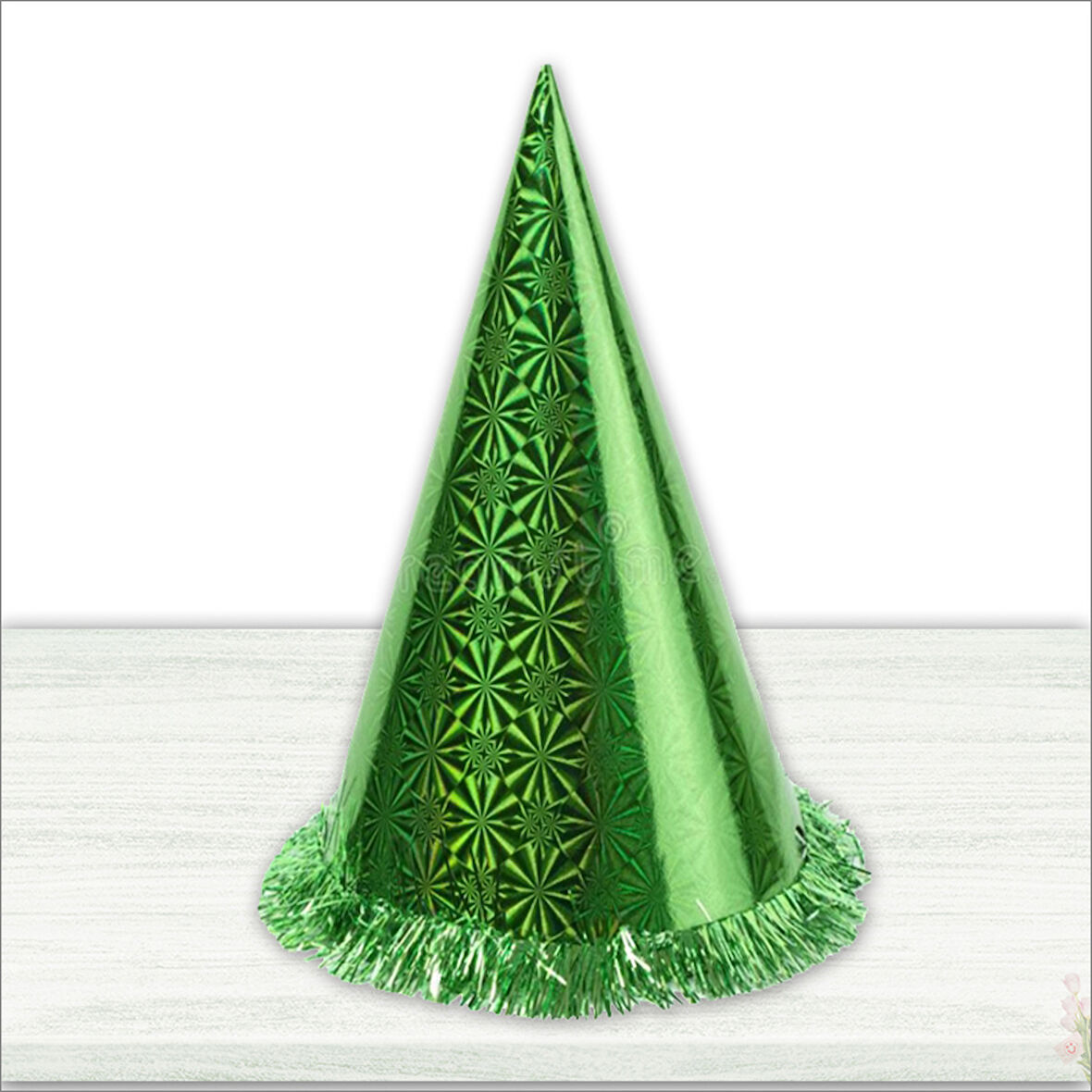 Hologram Karton Şapka, 32 cm - Yeşil