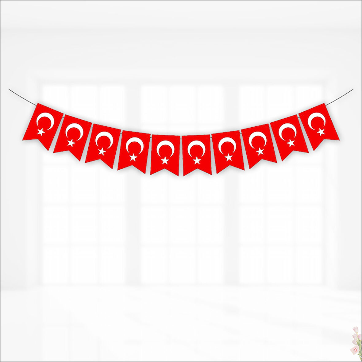 Türk Bayrağı Flama Seti, 17cm x 11cm - 10'lu