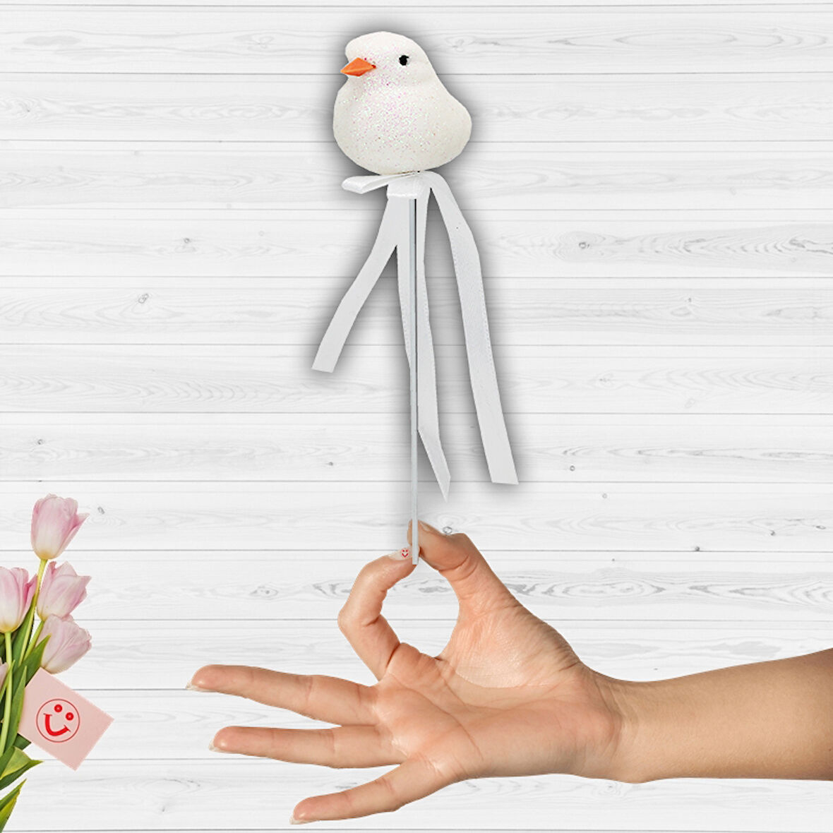 Kuş Çubuk 21 cm x 4 cm, Beyaz - 1 Adet