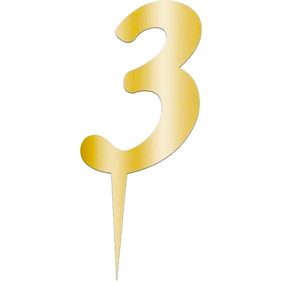 Pleksi Rakam Pasta Süsü, 12,5cm x 5cm - 1 Adet Altın 3