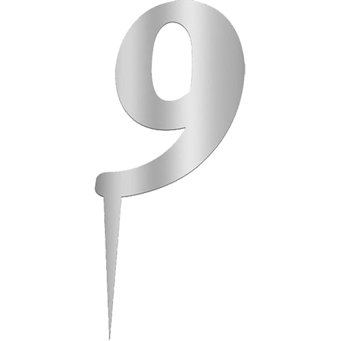 Pleksi Rakam Pasta Süsü, 12,5cm x 5cm - 1 Adet Gümüş 9