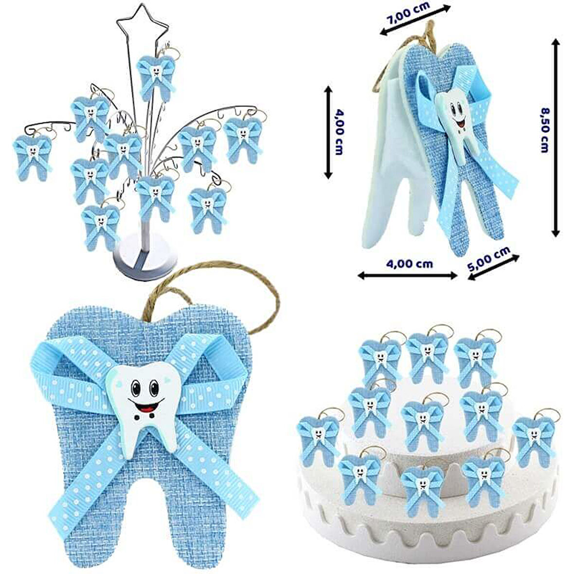 Diş Figürlü Çanta - Mavi - 12 Adet
