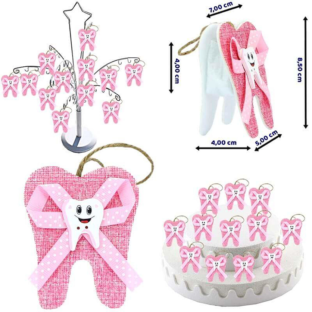 Diş Figürlü Çanta - Pembe - 12 Adet