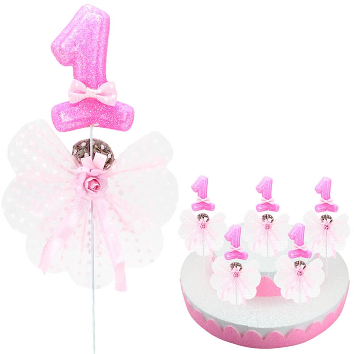 1 Yaş Lavantalı Çubuk Süs, Pembe, 30 Adet