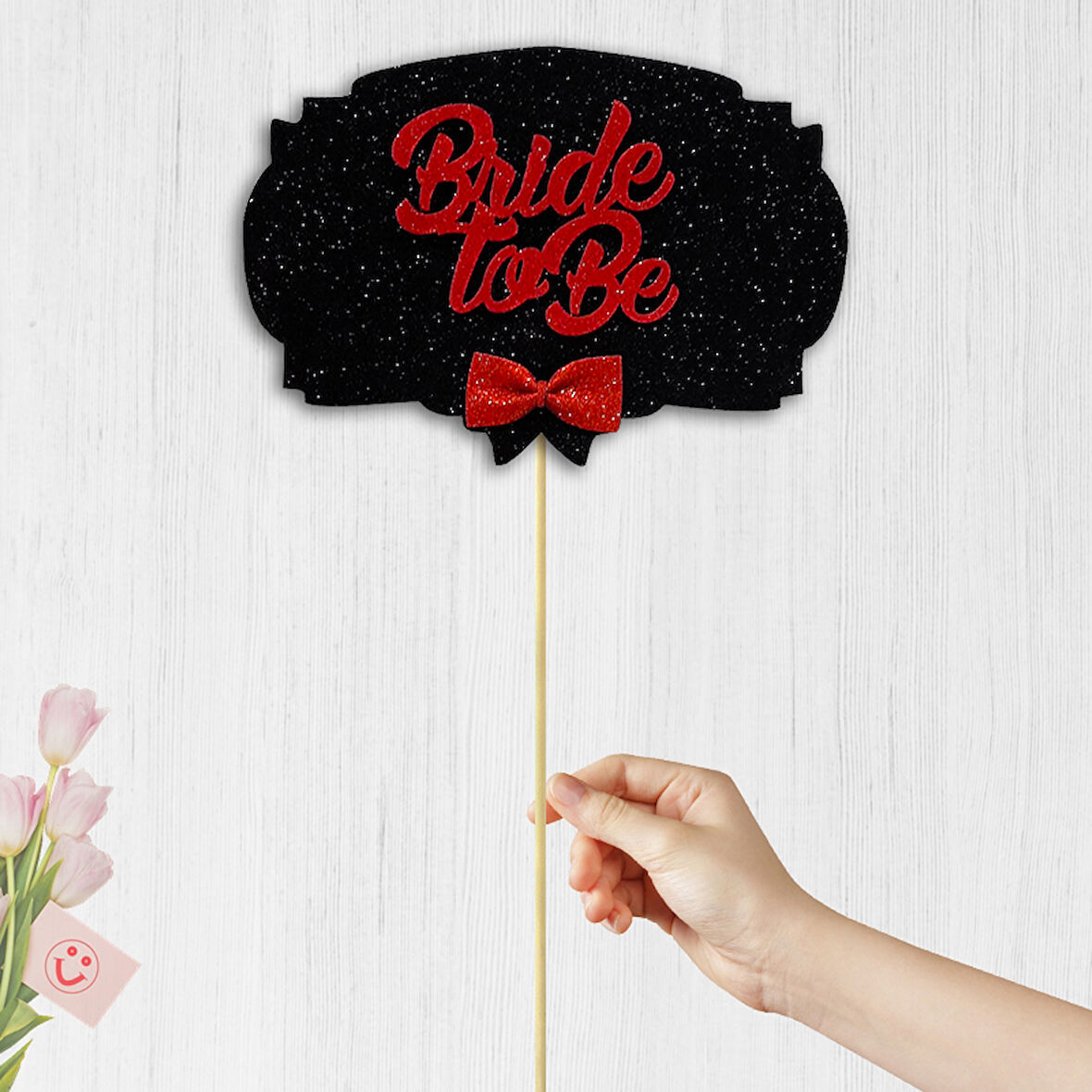 Bride To Be Konuşma Balonu Çubuğu - Siyah & Kırmızı