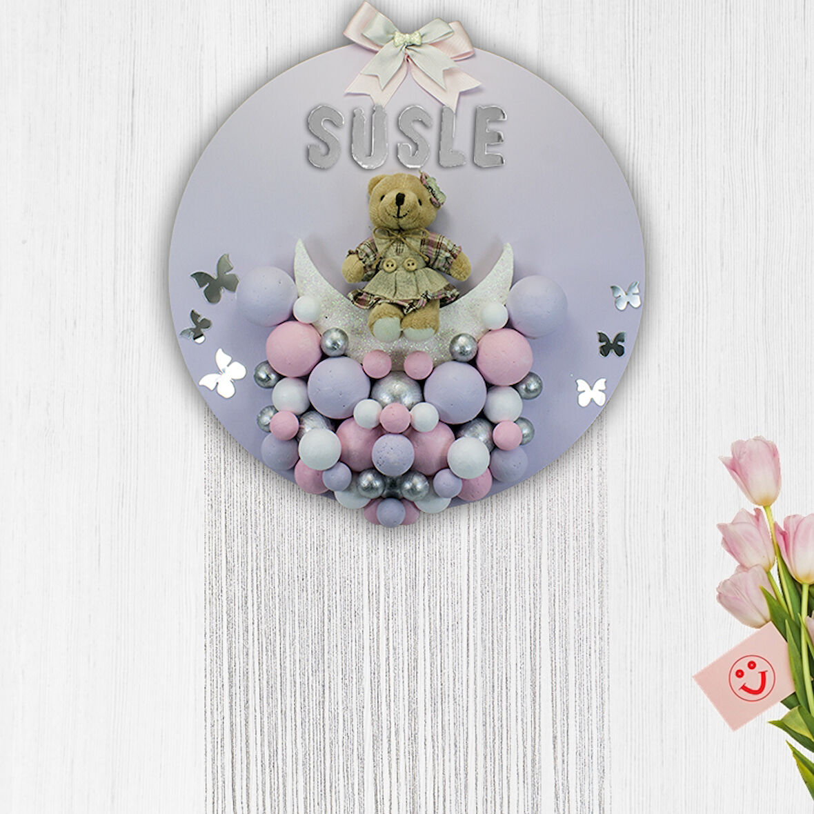 Bubble Daire Kapı Süsü, 35 cm - Lila