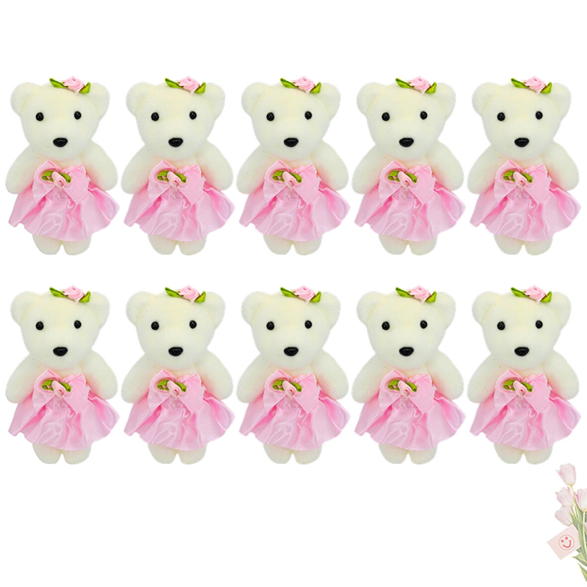 Minik Ayıcık Süs, 11cm x 6cm - Pembe - 10 Adet