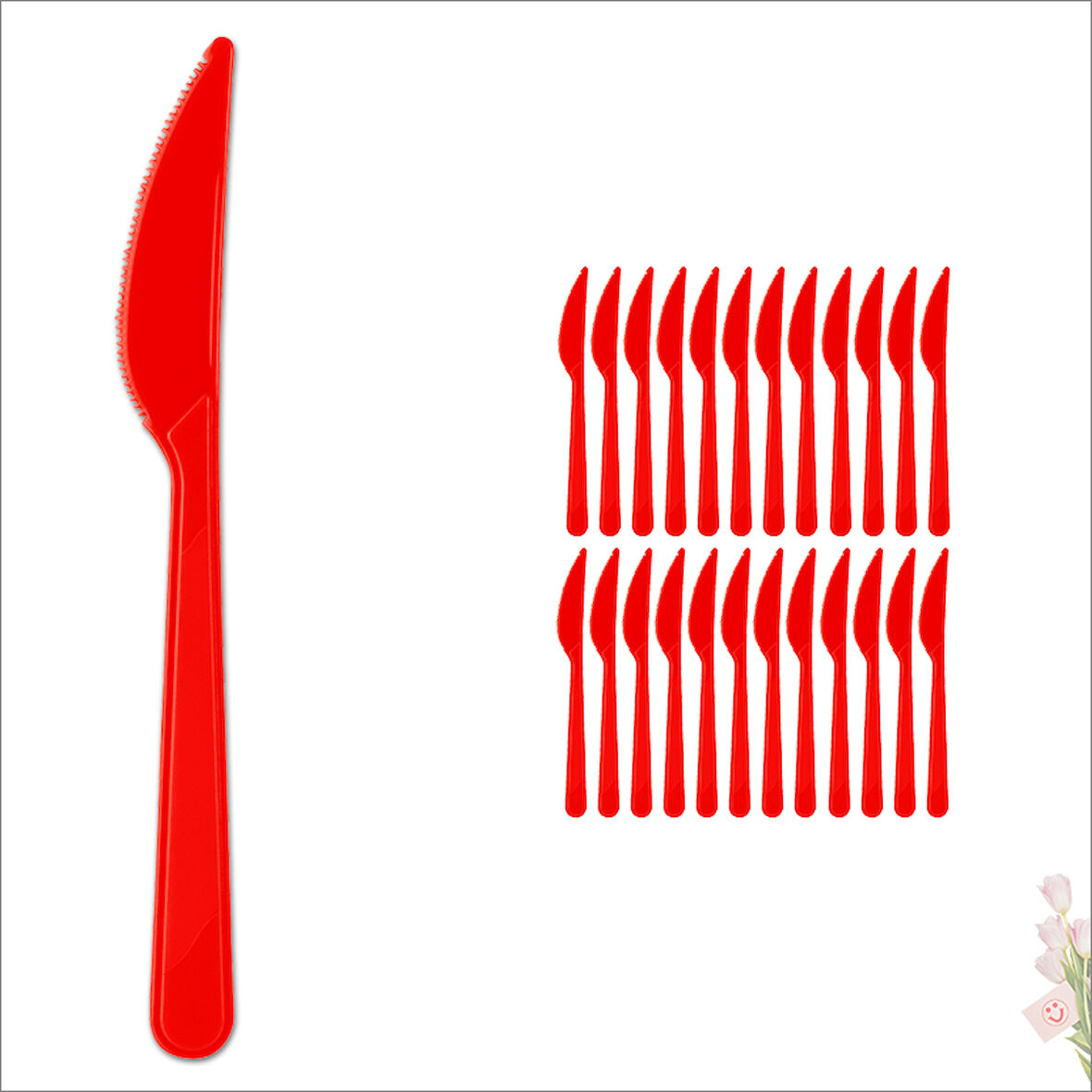 Plastik Bıçak, Kırmızı - 25 Adet