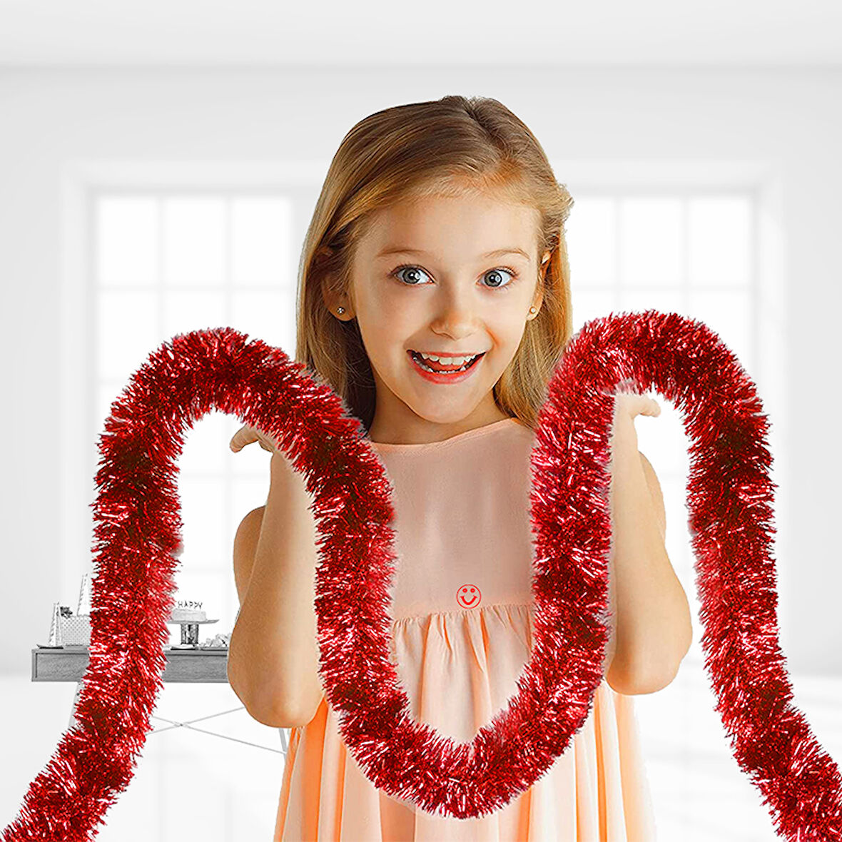 Parti Boyun Simi, 7 cm x 2 mt - Kırmızı