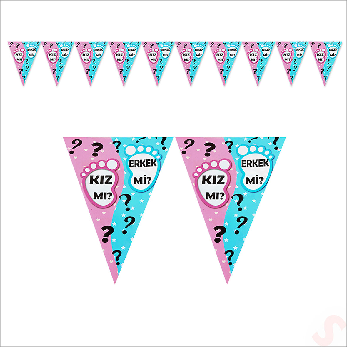 Cinsiyet Partisi, Kız Mı? Erkek Mi? Üçgen Flama - 2 mt.