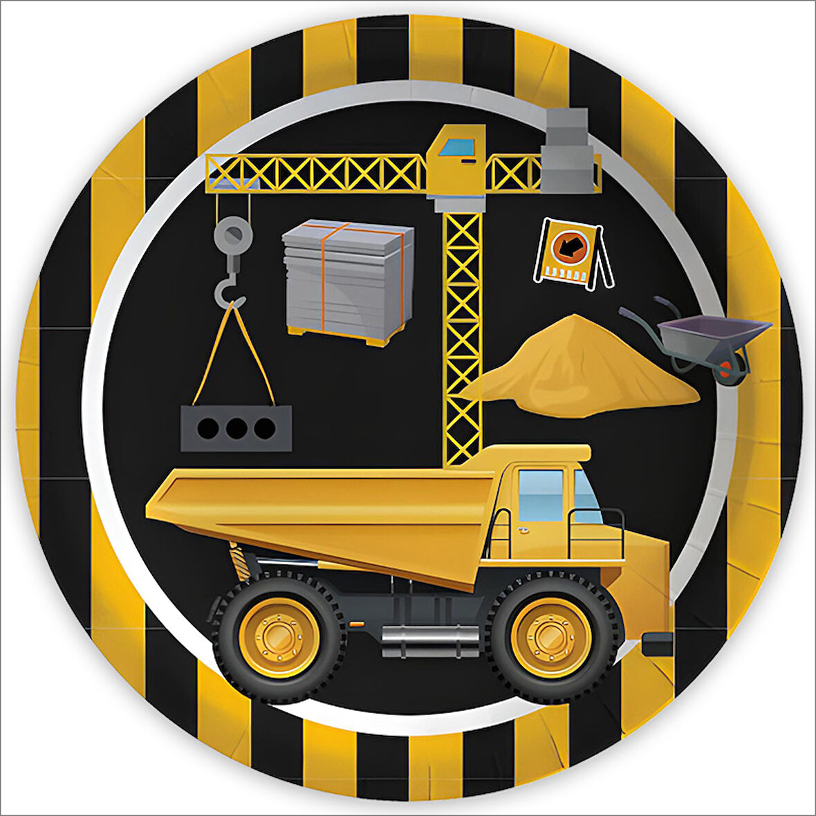 İnşaat Partisi Karton Tabak - 23cm x 8 Adet