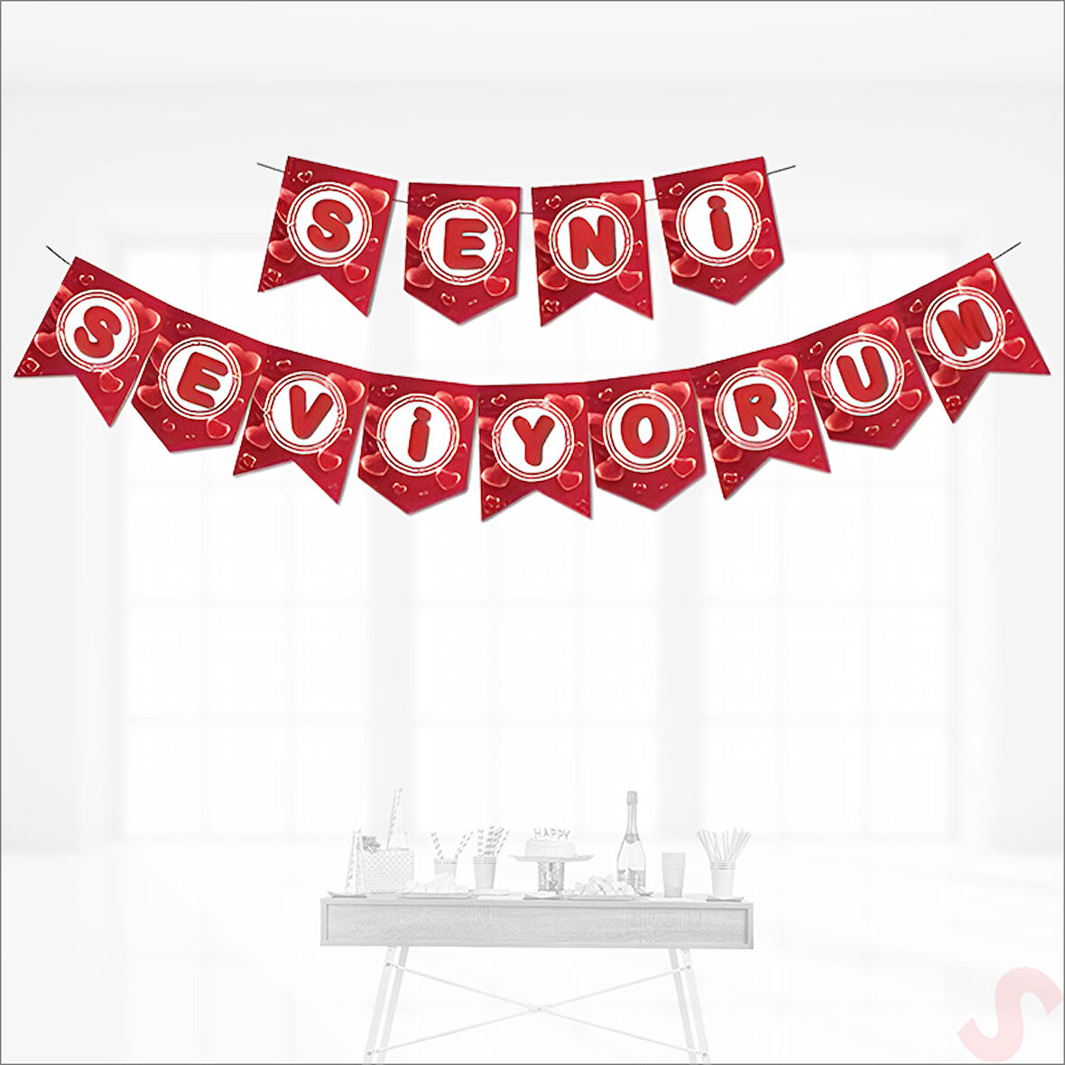 Seni Seviyorum Karton Banner, 190 cm