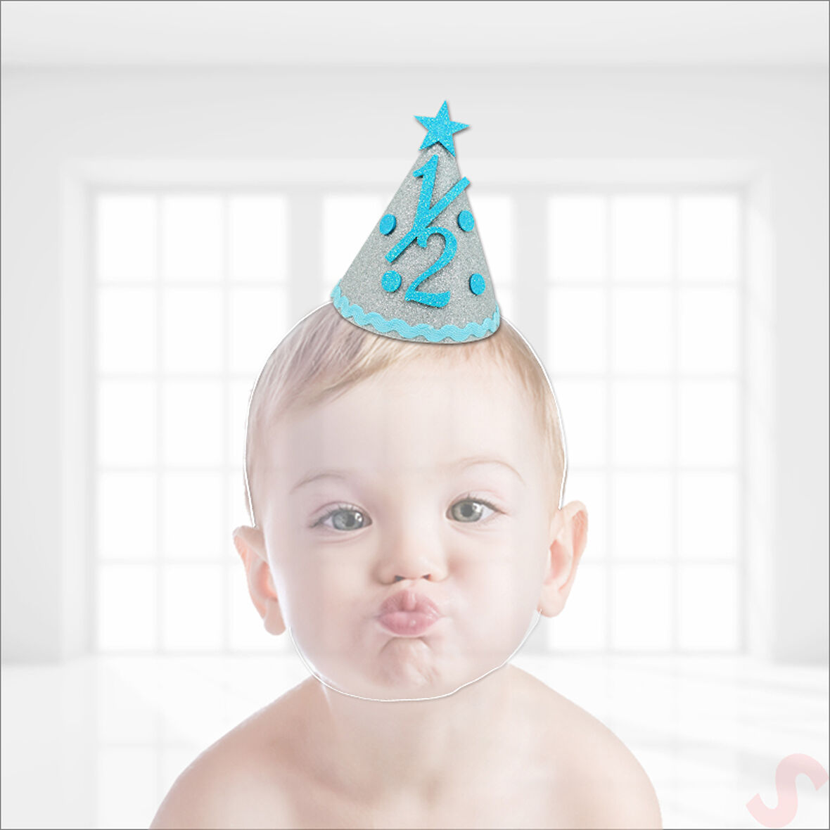 1/2 Yarım Yaş Simli Eva Külah Şapka - Mavi