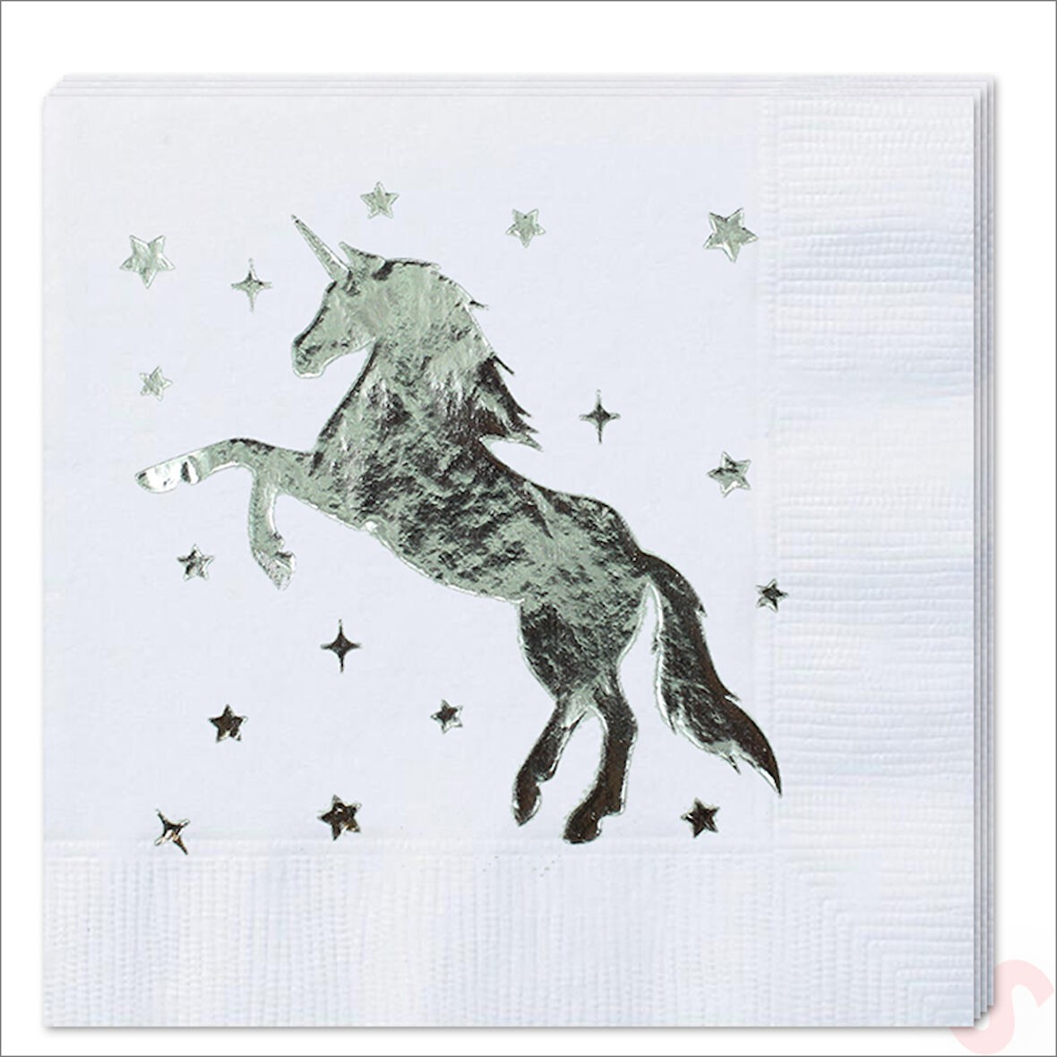 Unicorn Peçete, 16 Adet - Gümüş