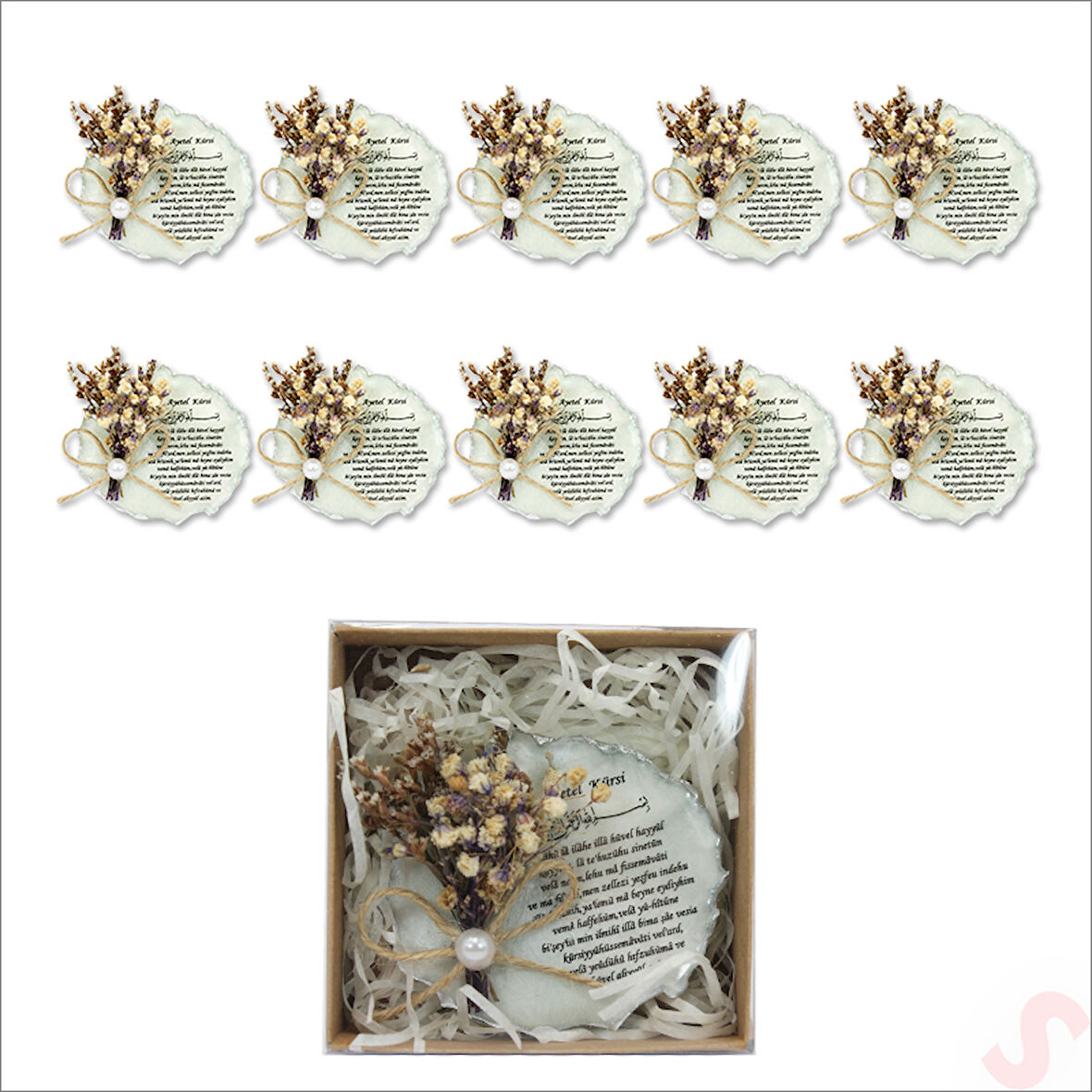 Kutulu ve SüSLü 6,50 cm Epoksi Magnet, Gümüş - 10 Adet