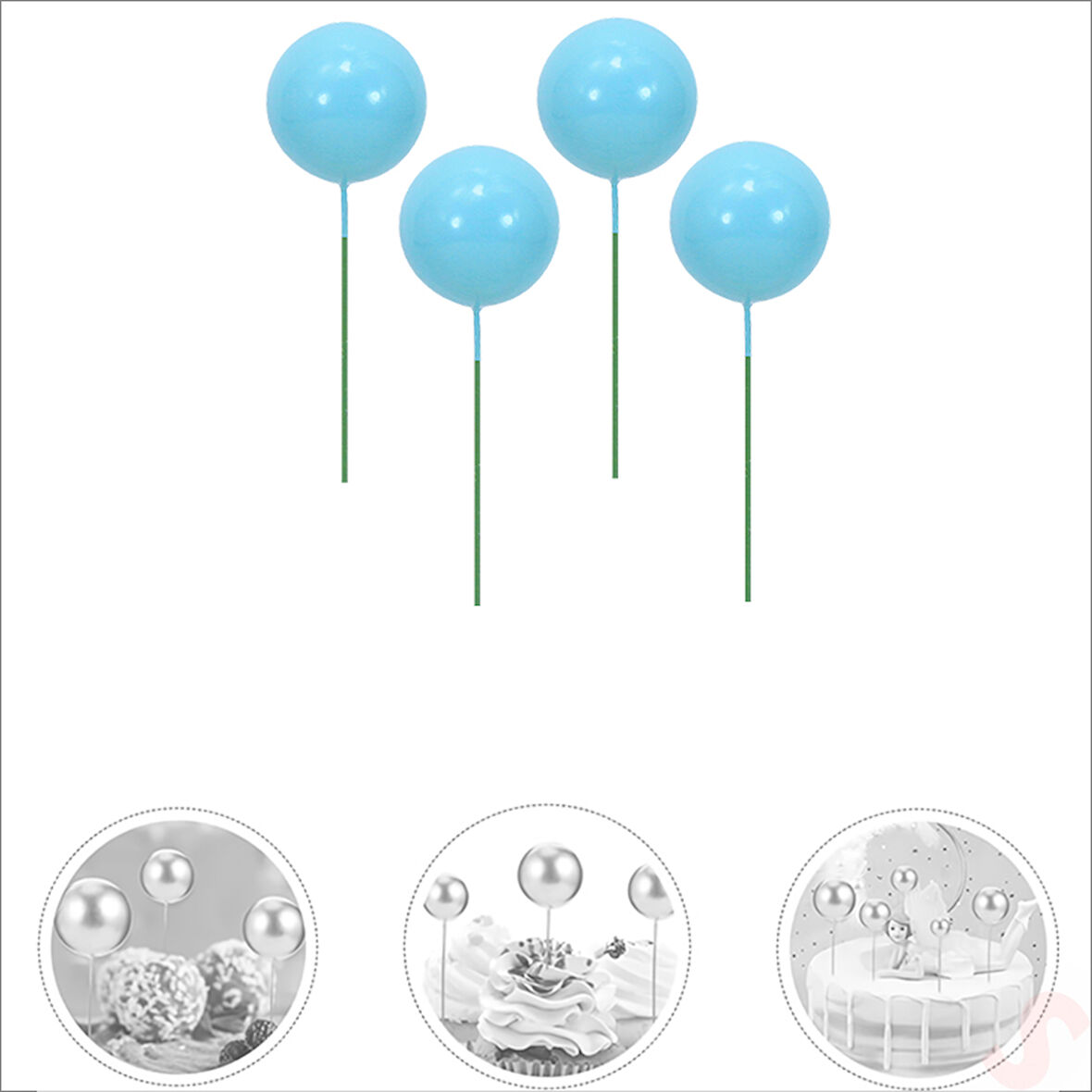 Çubuklu SüSLeme Topu, 4cm x 4 adet - Mavi