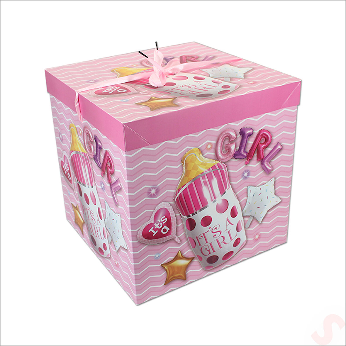 Kapaklı, Katlanır Demonte Karton Kutu, 30cm - Biberon & Pembe