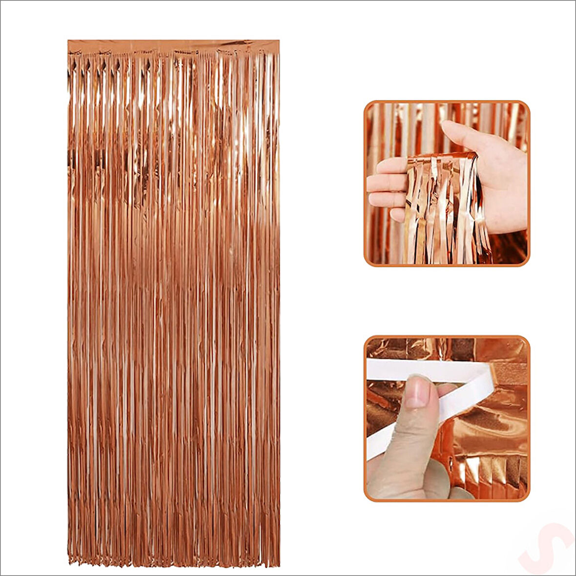 Kapı, Duvar ve Arka Fon Saçaklı Perde 1mt x 2mt - Rose Gold