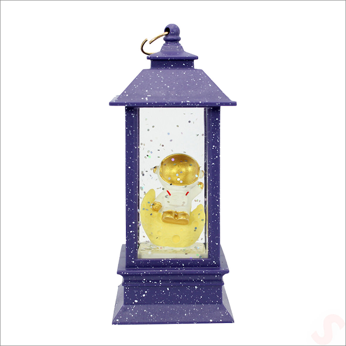 Uçuşan Simli,12,5cm x 5cm Led Işıklı Astronot Fener Küre - B