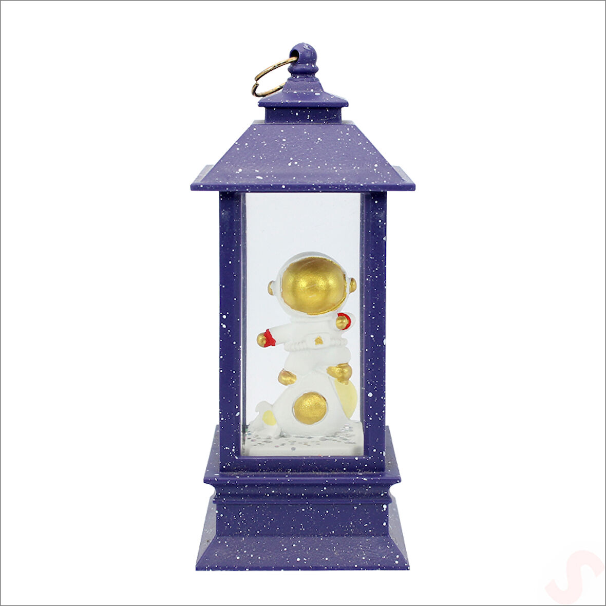 Uçuşan Simli,12,5cm x 5cm Led Işıklı Astronot Fener Küre - D