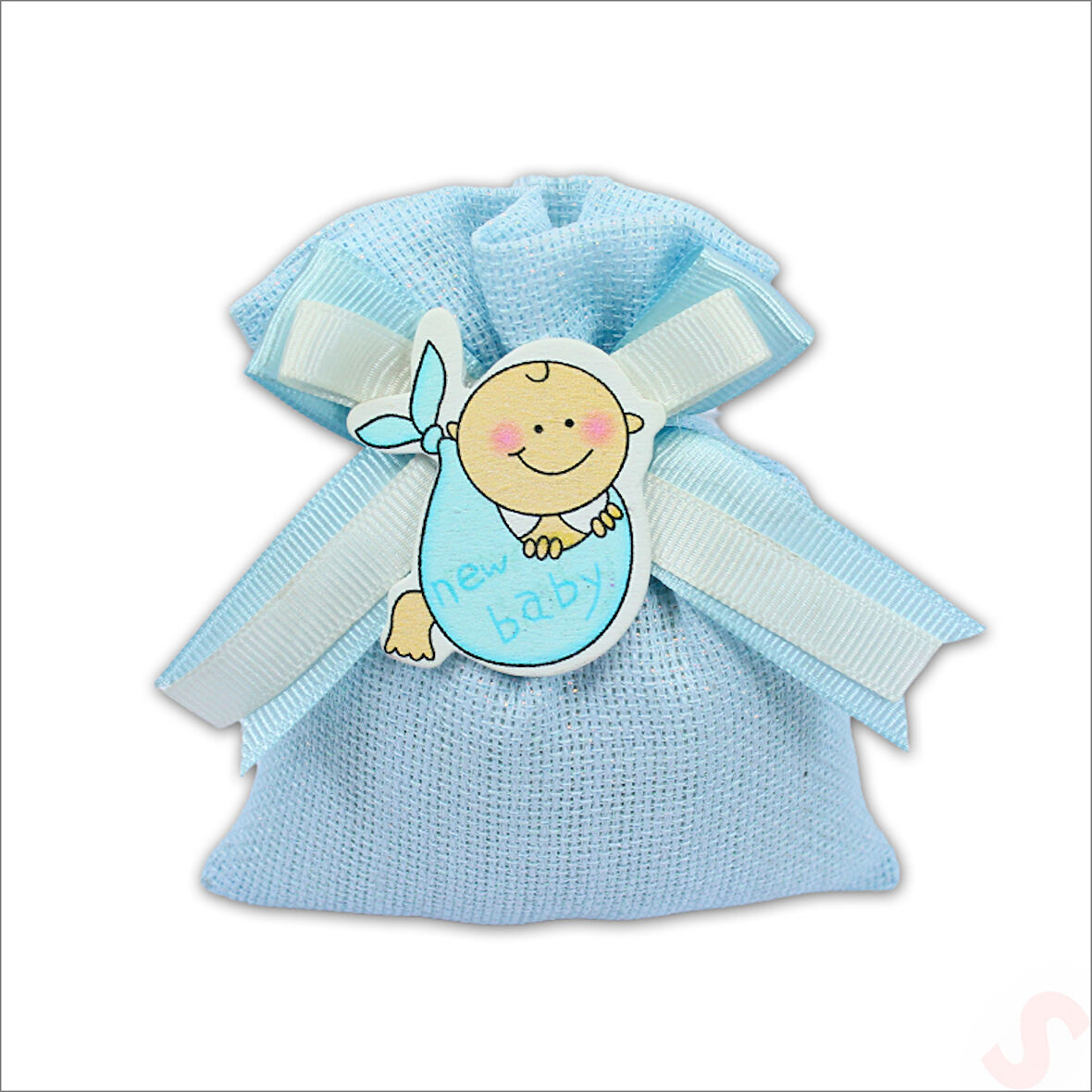 Lavantalı Keten Kese 11cm x 10cm - Mavi, 1 Adet