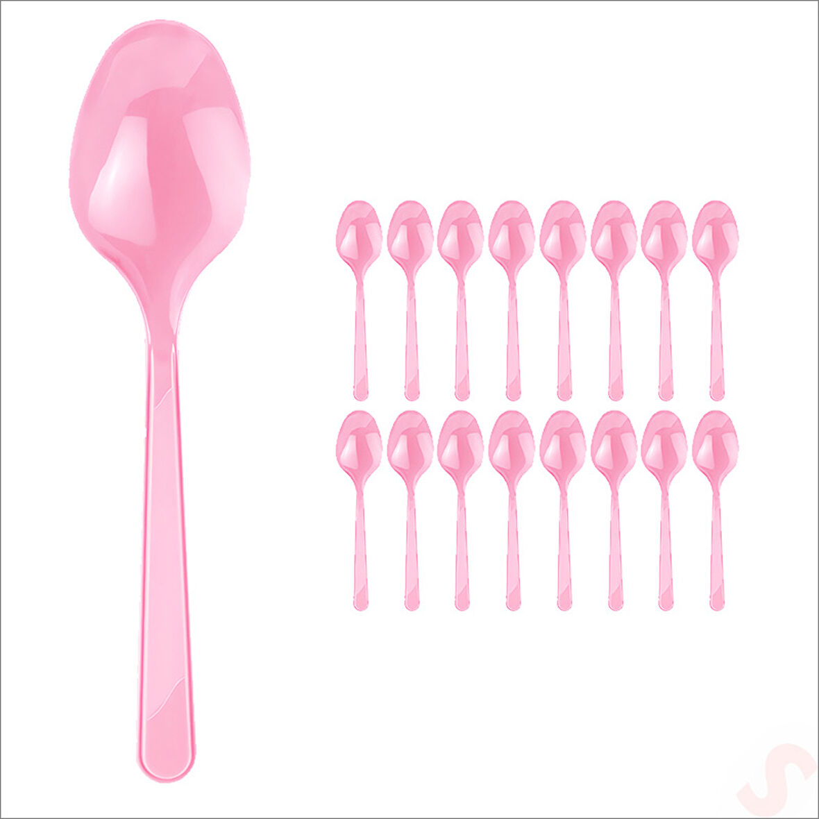 Plastik Kaşık, 24 Adet - Pembe