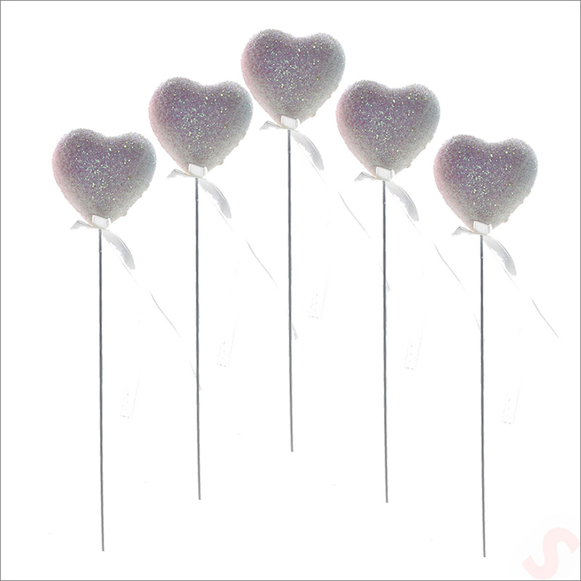 Beyaz Simli Kalp Çubuk, 25 cm x 4,5 cm - 10 Adet