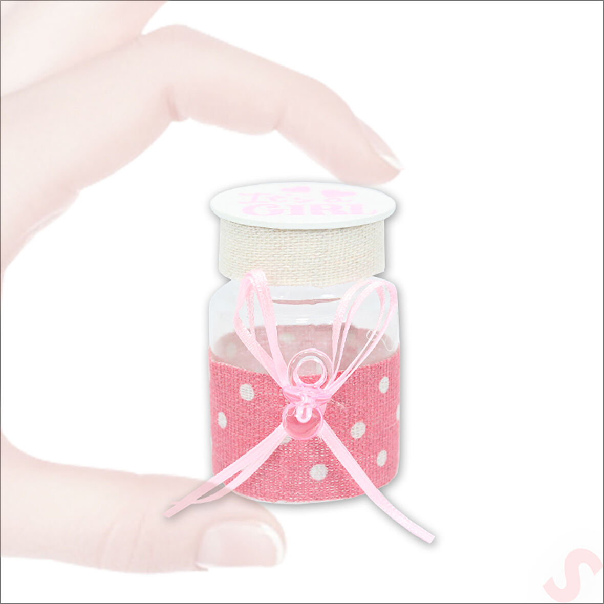 Emzikli Plastik Kavanoz, 6,5cm x 4cm x 12 Adet - Pembe