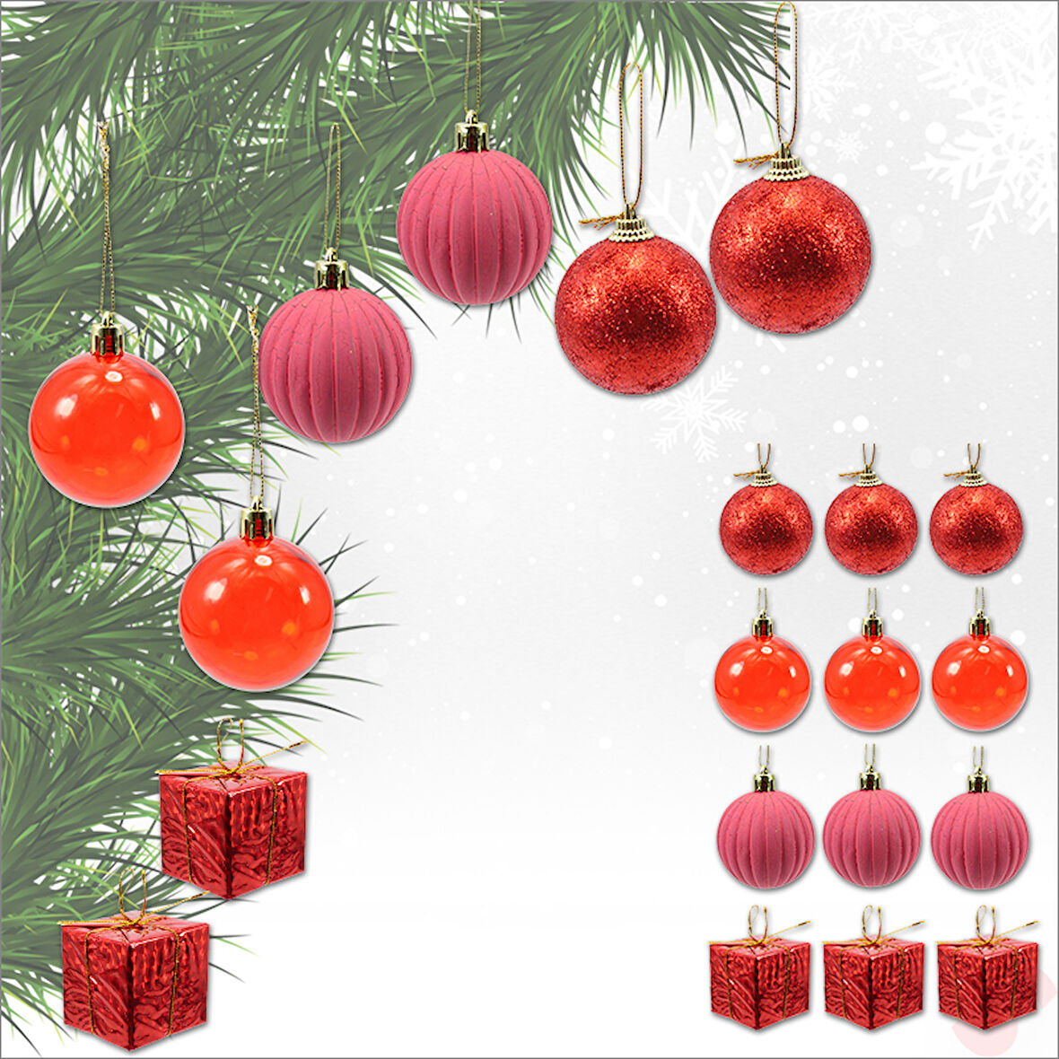 Yılbaşı Ağacı Lüks SüSLeme Seti, 5cm x 12 Parça