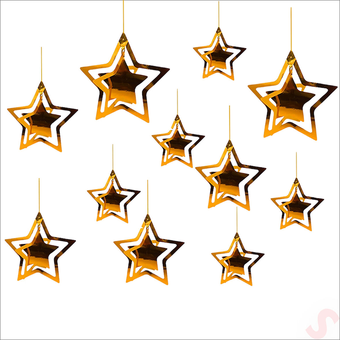 3 Boyutlu Döner Sarkıt 11 Adet Yıldız Tavan SüS Seti