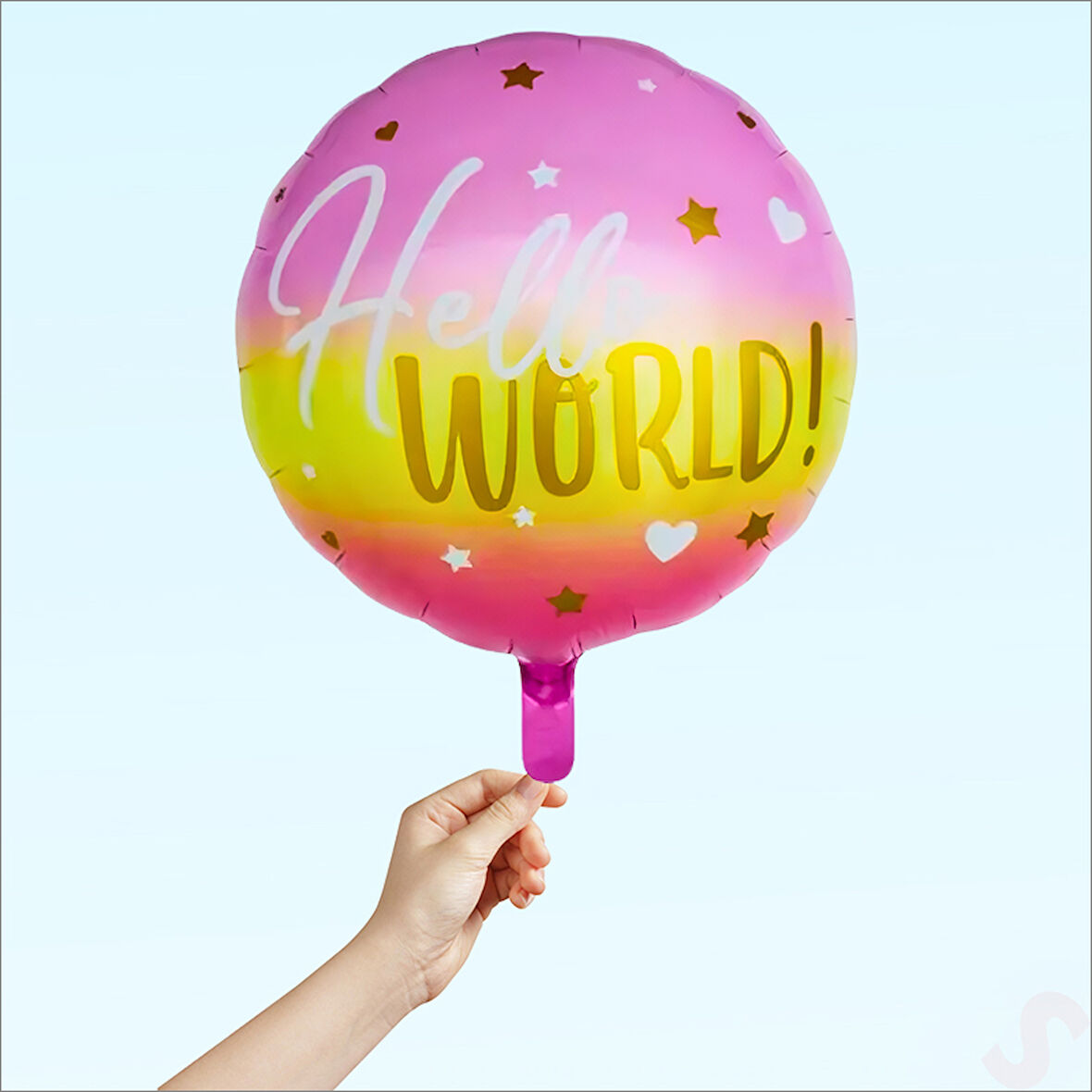 Hello World Baby Folyo Balon, 45cm - Pembe