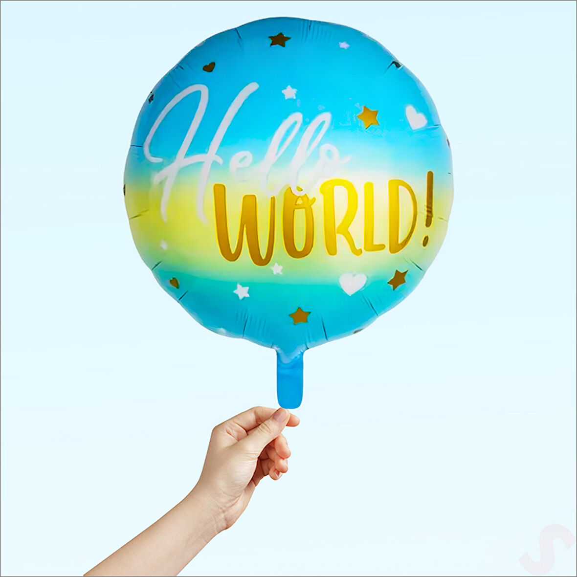 Hello World Baby Folyo Balon, 45cm - Mavi