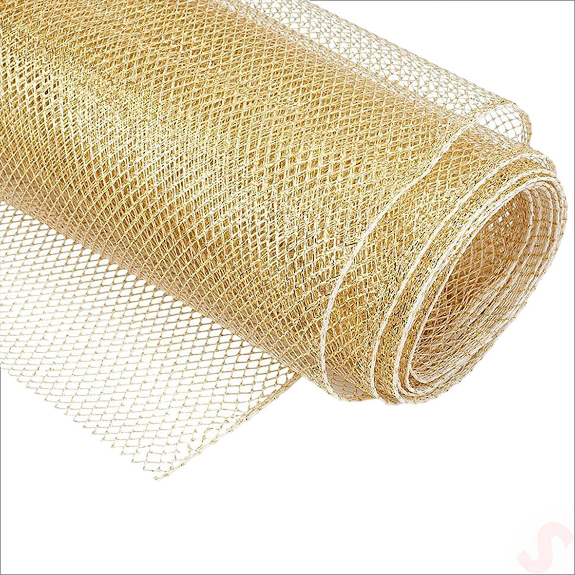 Simli Örgü File Rulo Tül, 73 cm x 8 mt - Altın