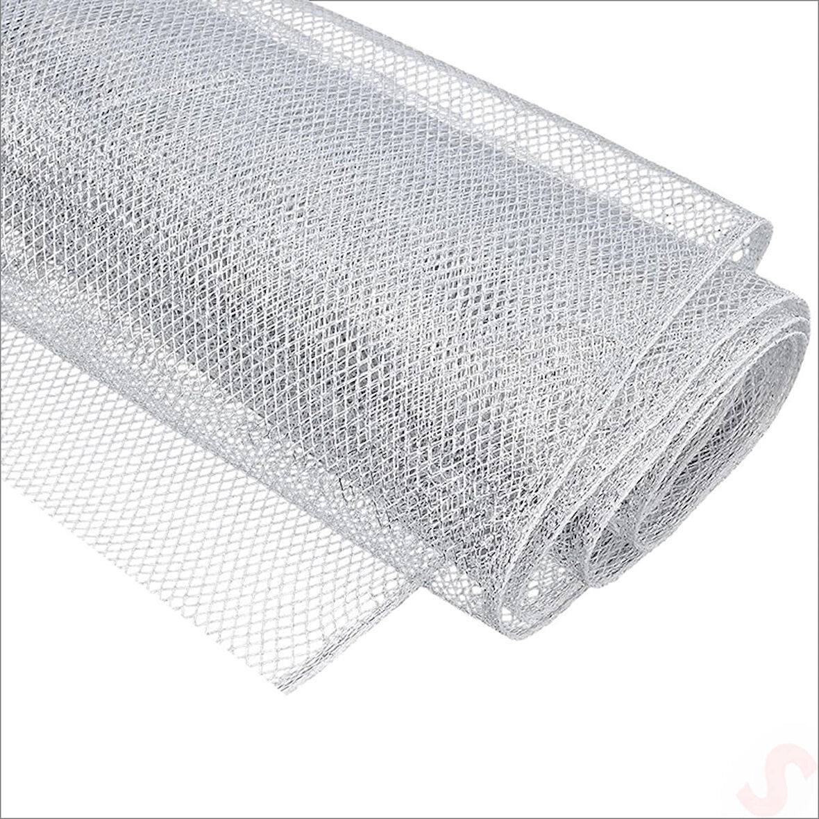 Simli Örgü File Rulo Tül, 73 cm x 8 mt - Gümüş