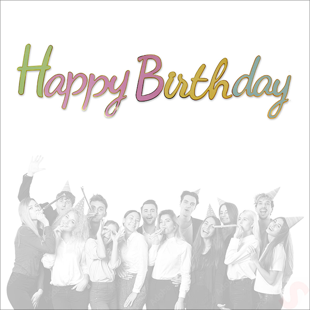 Happy Birthday Makaron Karton Banner, 2 mt