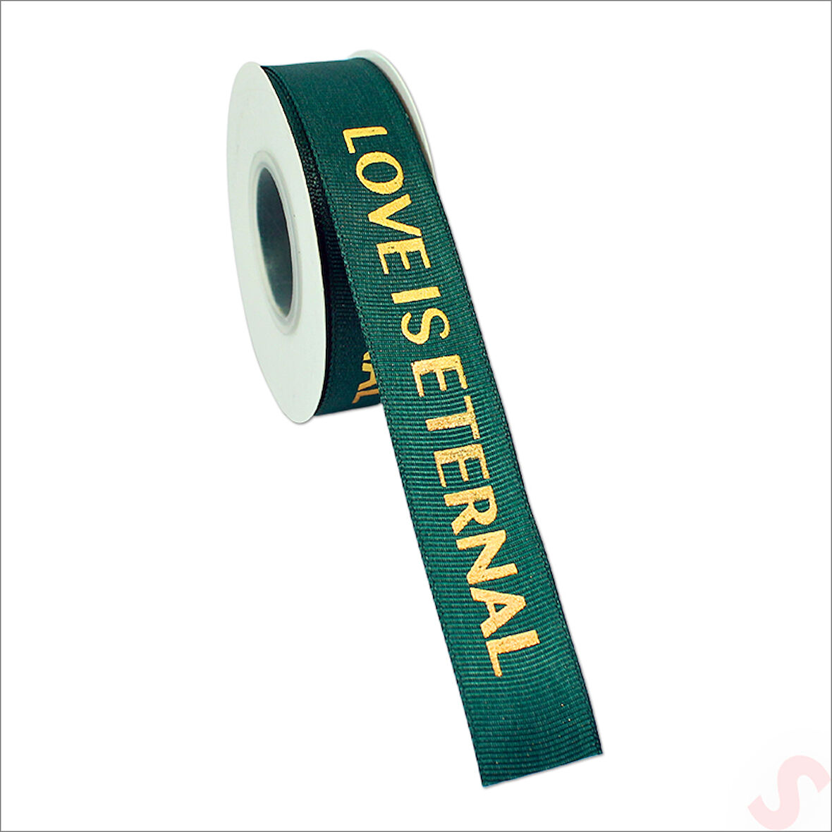Grogren Kurdele Eternal Altın Baskılı, 2,5cm x 23mt - Yeşil