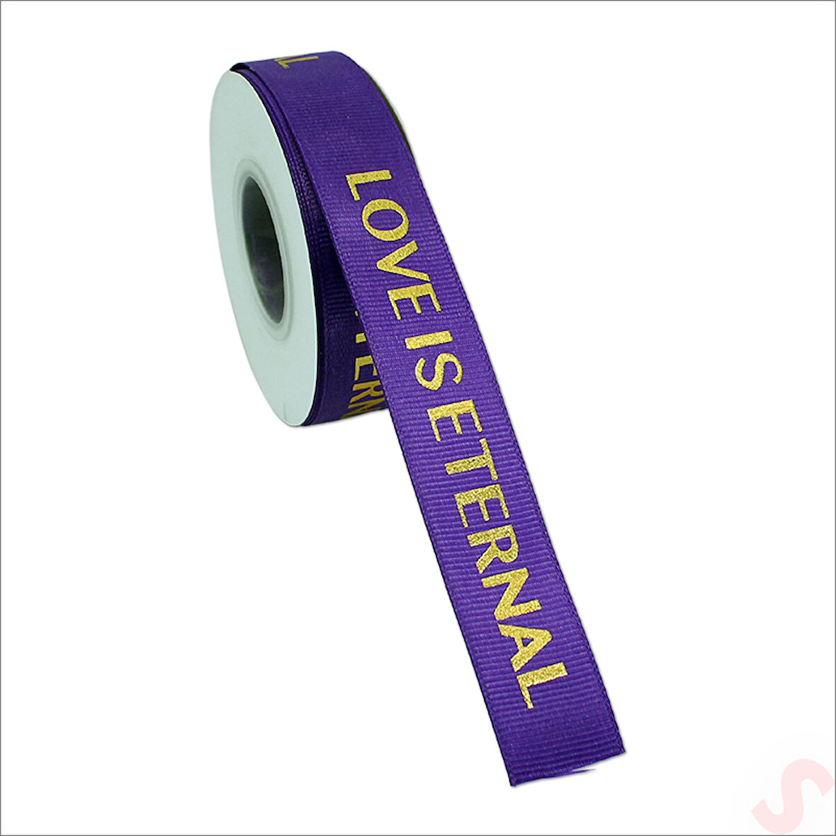 Grogren Kurdele Eternal Altın Baskılı, 2,5cm x 23mt - Mor